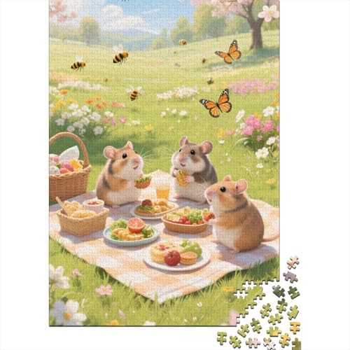 Zeichentrickfilm Kunst 1000 Teile Schwieriges Holzpuzzle Hamster - Premium Puzzle Für Erwachsene, Familientaugliches Geschicklichkeitsspiel, Kreative Wanddekoration Geschenk 1000pcs (75x50cm) von FYQTCIAN