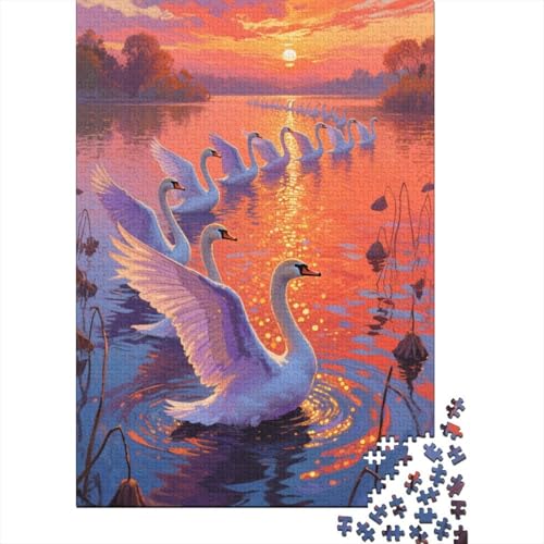 Zeichentrickfilm Kunst 1000 Teile Schwieriges Holzpuzzle Höckerschwan - Premium Puzzle Für Erwachsene, Familientaugliches Geschicklichkeitsspiel, Kreative Wanddekoration Geschenk 1000pcs (75x50cm) von FYQTCIAN