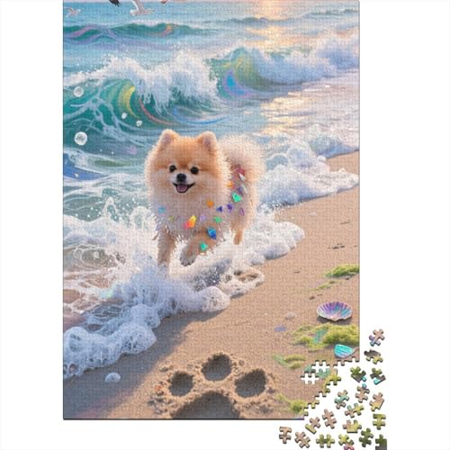 Zeichentrickfilm Kunst 1000 Teile Schwieriges Holzpuzzle Pomeranian-Welpe - Premium Puzzle Für Erwachsene, Familientaugliches Geschicklichkeitsspiel, Kreative Wanddekoration Geschenk 1000pcs (75x50cm) von FYQTCIAN