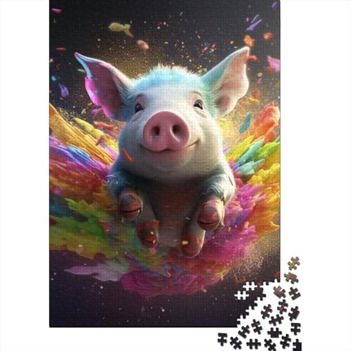 Zeichentrickfilm Schwein 1000 Teile Premium Holz Puzzle Für Erwachsene - Herausforderndes Geschicklichkeitsspiel,Niedlich Animals Legespiel Für Familie, Wanddekoration Geschenk 1000pcs (75x50cm) von FYQTCIAN