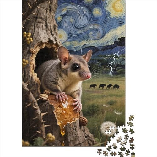 Zuckerglider 1000 Teile Premium Holz Puzzle Für Erwachsene - Herausforderndes Geschicklichkeitsspiel,Tier Kunst Entspannendes Legespiel Für Familie, Wanddekoration Geschenk 1000pcs (75x50cm) von FYQTCIAN