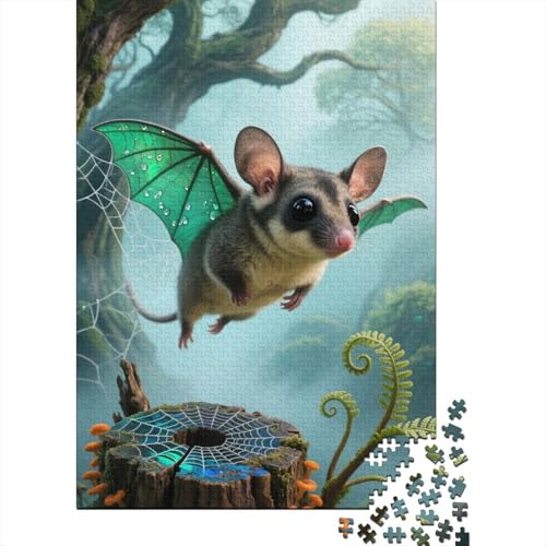 Zuckerglider 1000-Teile Premium Holzpuzzle - Tier Kunst Unmögliches Puzzle Für Erwachsene, Pädagogisches Familienspiel, Hochwertige Wandkunst Geschenkidee 1000pcs (75x50cm) von FYQTCIAN