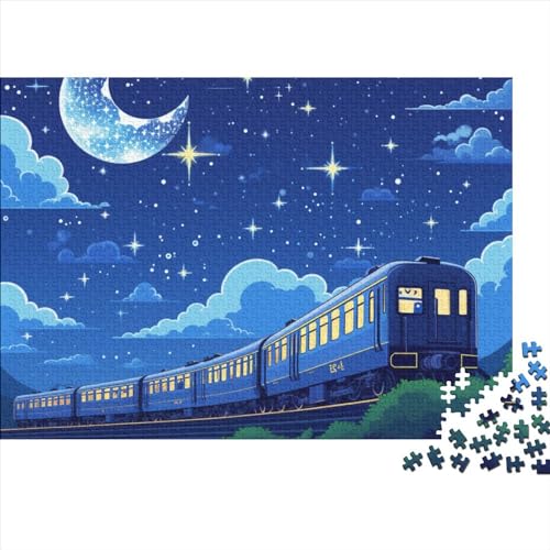 Zug Sternennacht Puzzles 1000 Teile Schwer Puzzle Spielzeug Lernspiel Impossible Herausforderungsspielzeug Für Erwachsene Kinder 1000pcs (75x50cm) von FYQTCIAN