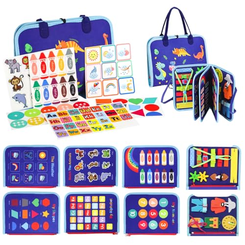 FYSL Montessori Busy Board ab 1 Jahr - Weiches Filz Beschäftigungsbuch mit Klettverschluss & Schnürsenkeln | Lernspielzeug für Feinmotorik & Konzentration | Reisespielzeug für Kleinkinder von FYSL