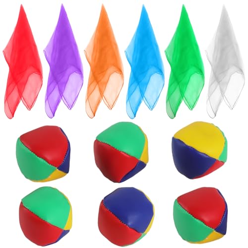 FYSL Jonglierbälle und Jongliertücher Set, 6 Juggling Balls aus Leder Ø6cm+ 6 Chiffontücher 60×60 cm, Jonglieren Lernen für Kinder & Erwachsene, Motoriktraining für Kindergarten, Schule und Zuhause FYSL Jonglierbälle und Jongliertücher Set, 6 Juggling Balls aus Leder Ø6cm+ 6 Chiffontücher 60×60 cm, Jonglieren Lernen für Kinder & Erwachsene, Motoriktraining für Kindergarten, Schule und Zuhause von FYSL