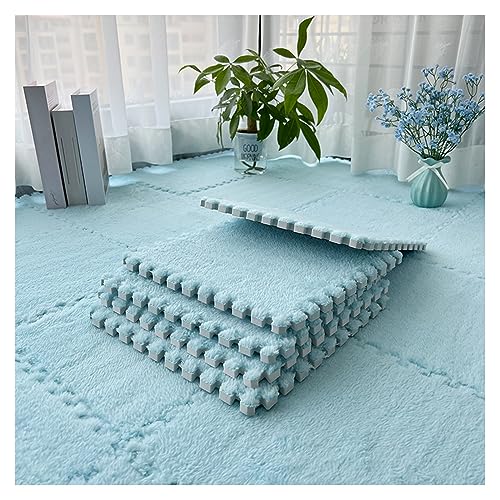 FYYSJW 10 Stück Spielmatte Aus Weichem Schaumstoff, Ineinandergreifende Teppichfliesen 12 X 12 Zoll, Quadratische Bodenmatte, Puzzle-Spielmatte Fürs Schlafzimmer(Color:Hellblau) von FYYSJW