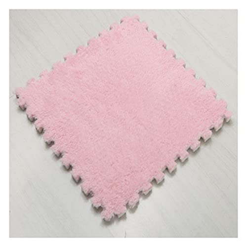 FYYSJW 12 Stück Plüschpuzzleschaumstoff-Bodenmatte, 12 X 12 Zoll Quadratische Ineinandergreifende Teppichfliesen, Spielmatte, Teppiche Für Heimspielzimmerdekor(Color:Rosa) von FYYSJW