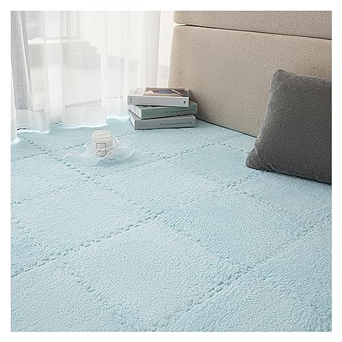 FYYSJW 16 Stück Quadratische Puzzle-Schaumstoff-Bodenmatten, Dicke Ineinandergreifende Teppichfliesen Für Spielzimmer, Plüsch-Bodenspielmatte, 11,8 X 11,8 Zoll(Color:Hellblau) von FYYSJW