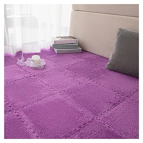 FYYSJW 16 Stück Quadratische Puzzle-Schaumstoff-Bodenmatten, Dicke Ineinandergreifende Teppichfliesen Für Spielzimmer, Plüsch-Bodenspielmatte, 11,8 X 11,8 Zoll(Color:Lila) von FYYSJW
