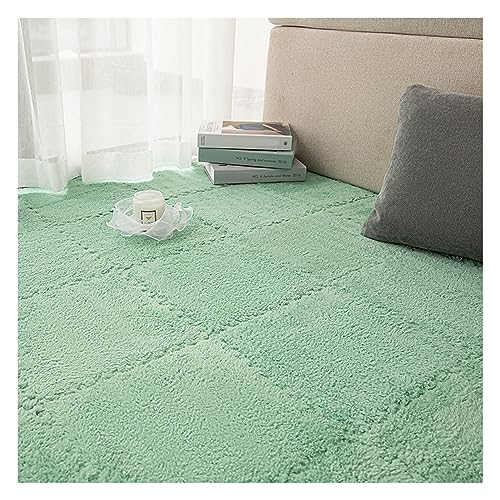 16 Stück Quadratische Puzzle-Schaumstoff-Bodenmatten, Dicke Ineinandergreifende Teppichfliesen Für Spielzimmer, Plüsch-Bodenspielmatte, 11,8 X 11,8 Zoll(Color:Hellgrün) von FYYSJW