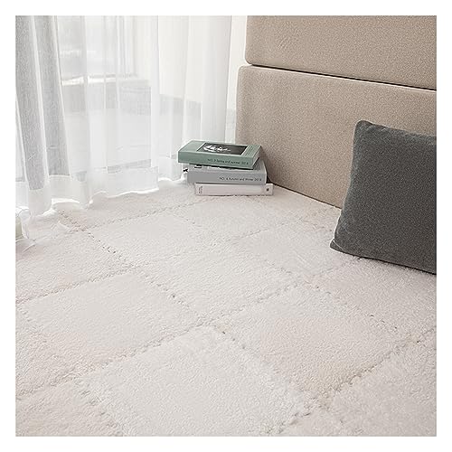 16 Stück Quadratische Puzzle-Schaumstoff-Bodenmatten, Dicke Ineinandergreifende Teppichfliesen Für Spielzimmer, Plüsch-Bodenspielmatte, 11,8 X 11,8 Zoll(Color:White) von FYYSJW