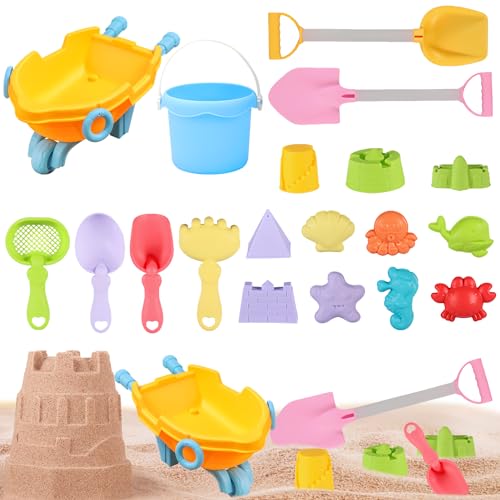 Sandspielzeug Strandspielzeug Kinder, 19 Stück Reise Sandkasten Spielzeug Kinder mit Eimer, Sandförmchen, Sandschaufel, Spielzeug Karren, Sanduhr, Sandspielzeug Set für ab 1+ Jahre Mädchen Junge (A) Sandspielzeug Strandspielzeug Kinder, 19 Stück Reise Sandkasten Spielzeug Kinder mit Eimer, Sandförmchen, Sandschaufel, Spielzeug Karren, Sanduhr, Sandspielzeug Set für ab 1+ Jahre Mädchen Junge (A) von FZQBEY