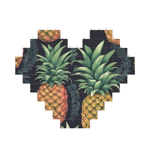 Baustein-Puzzle, Ananas, personalisierte Ziegelstein-Puzzles für Erwachsene, Bausteine, Puzzle, 3D-Herzblöcke, Puzzle, Ziegelsteine, für Heimdekoration, Geschenk von FZQVSLCM