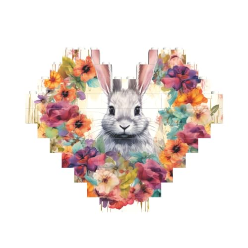 Baustein-Puzzle, Aquarell, Kaninchen und Blumen, personalisierte Ziegelstein-Puzzles für Erwachsene, Bausteine, Puzzle, 3D-Herzblöcke, Puzzle, Ziegelsteine, Heimdekoration, Geschenk Baustein-Puzzle, Aquarell, Kaninchen und Blumen, personalisierte Ziegelstein-Puzzles für Erwachsene, Bausteine, Puzzle, 3D-Herzblöcke, Puzzle, Ziegelsteine, Heimdekoration, Geschenk von FZQVSLCM