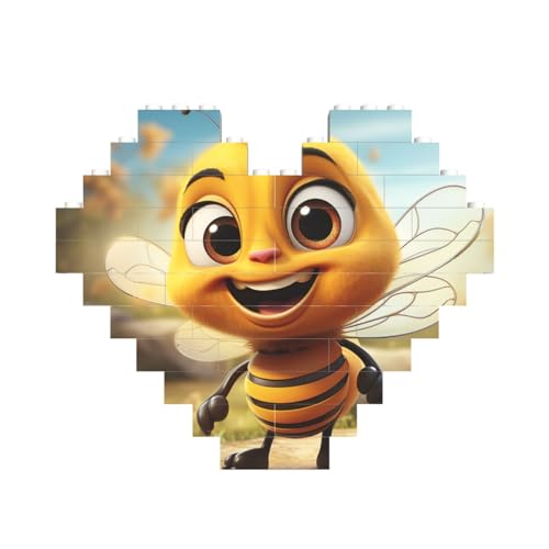 Baustein-Puzzle, Biene, personalisierbar, für Erwachsene, Bausteine, Puzzle, 3D-Herzblöcke, Puzzle, Ziegelsteine, für Heimdekoration, Geschenk von FZQVSLCM