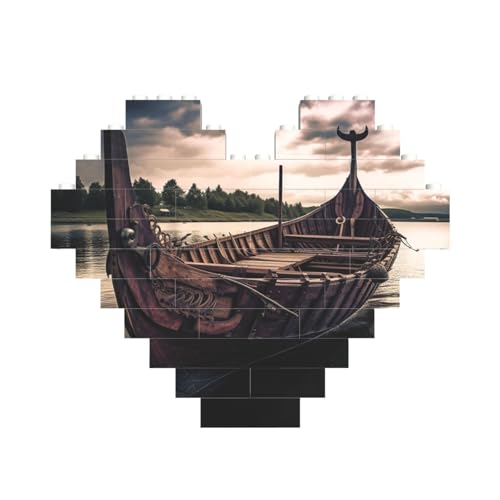 Baustein-Puzzle, Boot, personalisierte Ziegelstein-Puzzles für Erwachsene, Bausteine, Puzzle, 3D-Herzblöcke, Puzzle, Ziegelsteine, für Heimdekoration, Geschenk von FZQVSLCM