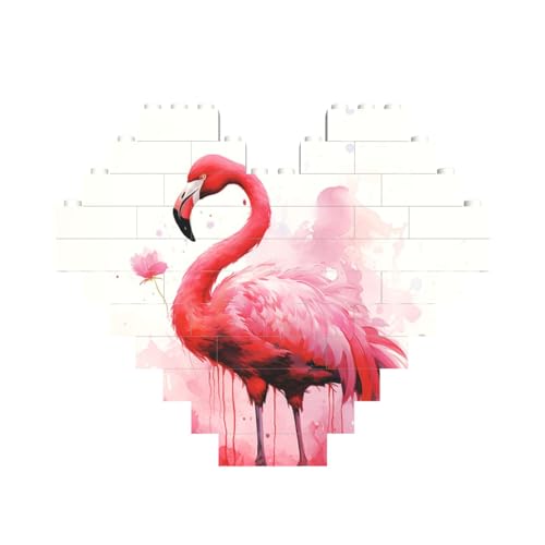 Baustein-Puzzle, Flamingo, Aquarell, personalisierbar, Baustein-Puzzles für Erwachsene, Bausteine, Puzzle, 3D-Herzblöcke, Puzzle, Ziegelsteine, Heimdekoration, Geschenk von FZQVSLCM