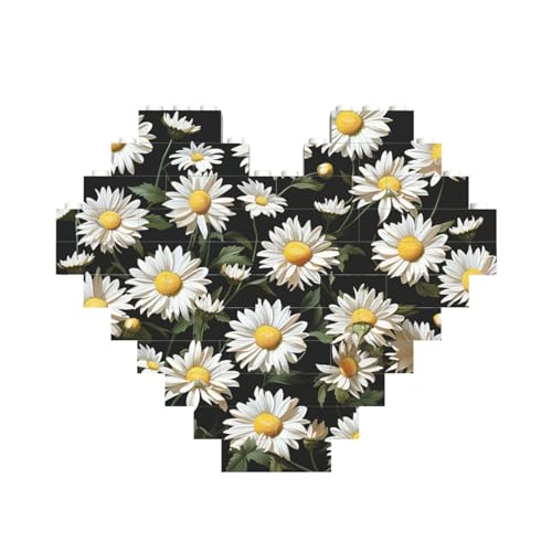 Baustein-Puzzle, Gänseblümchen, personalisierbar, für Erwachsene, Bausteine, Puzzle, 3D-Herzblöcke, Puzzle, Ziegelsteine, für Heimdekoration, Geschenk von FZQVSLCM