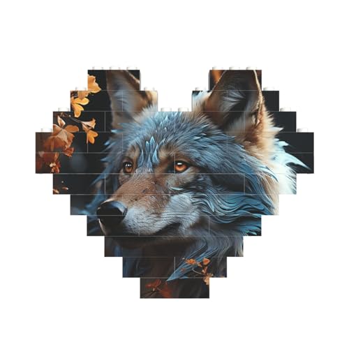 Baustein-Puzzle, Herbstblätter und ein Wolf, personalisierte Ziegelstein-Puzzles für Erwachsene, Bausteine, Puzzle, 3D-Herzblöcke, Puzzle, Ziegelsteine, Heimdekoration, Geschenk Baustein-Puzzle, Herbstblätter und ein Wolf, personalisierte Ziegelstein-Puzzles für Erwachsene, Bausteine, Puzzle, 3D-Herzblöcke, Puzzle, Ziegelsteine, Heimdekoration, Geschenk von FZQVSLCM
