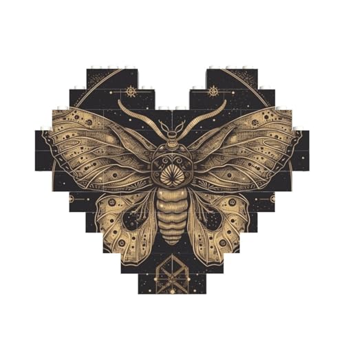 Baustein-Puzzle, Motten-Puzzle, personalisierbar, für Erwachsene, Bausteine, Puzzle, 3D-Herzblöcke, Puzzle, Ziegelsteine, für Heimdekoration, Geschenk von FZQVSLCM