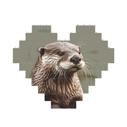 Baustein-Puzzle, Otter-Tier, personalisierbar, für Erwachsene, Bausteine, Puzzle, 3D-Herzblöcke, Puzzle, Ziegelsteine, Heimdekoration, Geschenk von FZQVSLCM