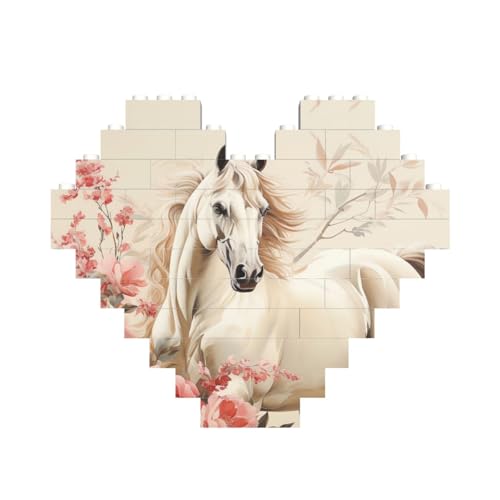 Baustein-Puzzle, Pferdebild, personalisierbar, Baustein-Puzzles für Erwachsene, Bausteine, Puzzle, 3D-Herzblöcke, Puzzle, Ziegelsteine, für Heimdekoration, Geschenk von FZQVSLCM