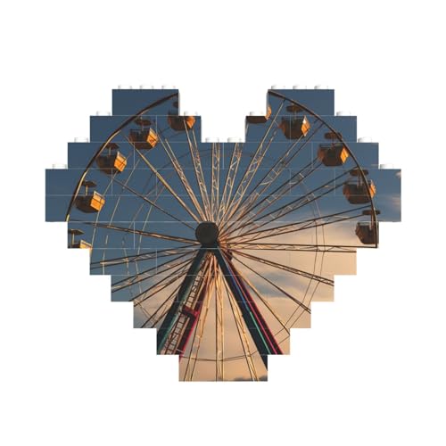 Baustein-Puzzle, Riesenrad, personalisierte Ziegelstein-Puzzles für Erwachsene, Bausteine, Puzzle, 3D-Herzblöcke, Puzzle, Ziegelsteine, für Heimdekoration, Geschenk von FZQVSLCM