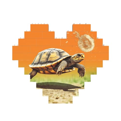 Baustein-Puzzle, Schildkröte, springen, personalisierte Ziegelstein-Puzzles für Erwachsene, Bausteine, Puzzle, 3D-Herzblöcke, Puzzle, Ziegelsteine, Heimdekoration, Geschenk von FZQVSLCM