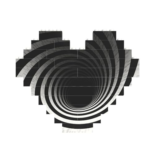 Baustein-Puzzle, Schwarz-Weiß-Spiral-Tunnel, personalisierte Ziegelstein-Puzzles für Erwachsene, Bausteine, Puzzle, 3D-Herzblöcke, Puzzle, Ziegelsteine, Heimdekoration, Geschenk von FZQVSLCM