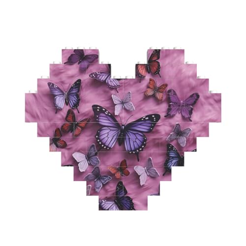 Baustein-Puzzle, alle Schmetterlinge, personalisierte Ziegelstein-Puzzles für Erwachsene, Bausteine, Puzzle, 3D-Herzblöcke, Puzzle, Ziegelsteine, für Heimdekoration, Geschenk von FZQVSLCM