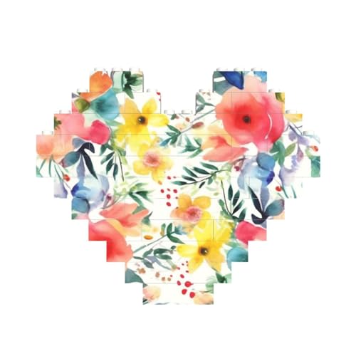 Baustein-Puzzle, buntes Blumen-Aquarell, personalisierte Ziegelstein-Puzzles für Erwachsene, Bausteine, Puzzle, 3D-Herzblöcke, Puzzle, Ziegelsteine, Heimdekoration, Geschenk Baustein-Puzzle, buntes Blumen-Aquarell, personalisierte Ziegelstein-Puzzles für Erwachsene, Bausteine, Puzzle, 3D-Herzblöcke, Puzzle, Ziegelsteine, Heimdekoration, Geschenk von FZQVSLCM