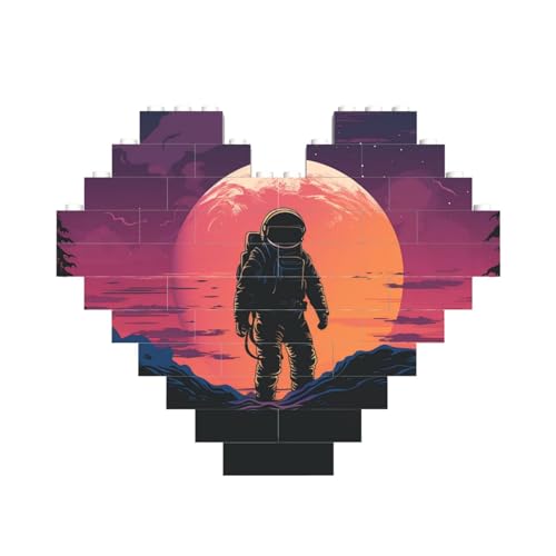 Baustein-Puzzle, cooler Astronaut, personalisierbar, Baustein-Puzzles für Erwachsene, Bausteine, Puzzle, 3D-Herzblöcke, Puzzle, Ziegelsteine, für Heimdekoration, Geschenk von FZQVSLCM