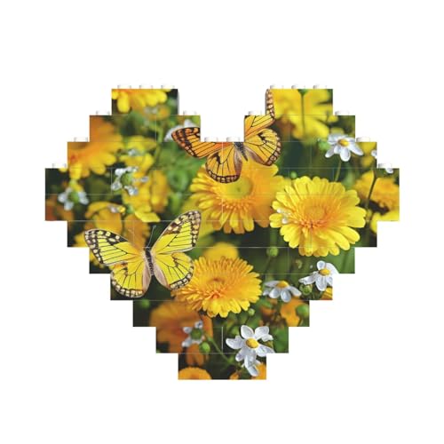 Baustein-Puzzle, gelber Schmetterling und gelbe Gänseblümchen, personalisierte Ziegelstein-Puzzles für Erwachsene, Bausteine, Puzzle, 3D-Herzblöcke, Puzzle, Ziegelsteine, Heimdekoration, Geschenk Baustein-Puzzle, gelber Schmetterling und gelbe Gänseblümchen, personalisierte Ziegelstein-Puzzles für Erwachsene, Bausteine, Puzzle, 3D-Herzblöcke, Puzzle, Ziegelsteine, Heimdekoration, Geschenk von FZQVSLCM