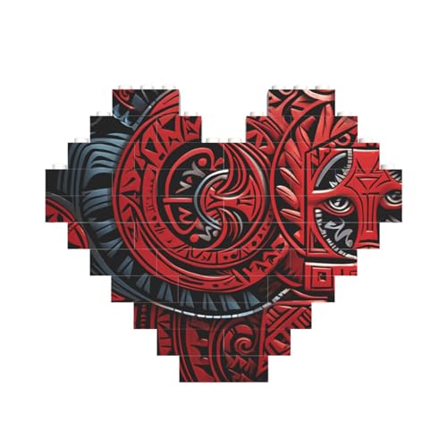 Baustein-Puzzle, rotes Tribal-Muster, personalisierte Ziegelstein-Puzzles für Erwachsene, Bausteine, Puzzle, 3D-Herzblöcke, Puzzle, Ziegelsteine, Heimdekoration, Geschenk Baustein-Puzzle, rotes Tribal-Muster, personalisierte Ziegelstein-Puzzles für Erwachsene, Bausteine, Puzzle, 3D-Herzblöcke, Puzzle, Ziegelsteine, Heimdekoration, Geschenk von FZQVSLCM