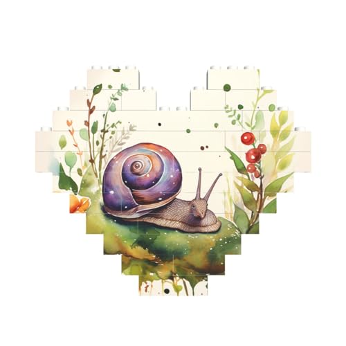 Baustein-Puzzle, schöne Schnecke, personalisierbar, für Erwachsene, Bausteine, Puzzle, 3D-Herzblöcke, Puzzle, Ziegelsteine, Heimdekoration, Geschenk von FZQVSLCM