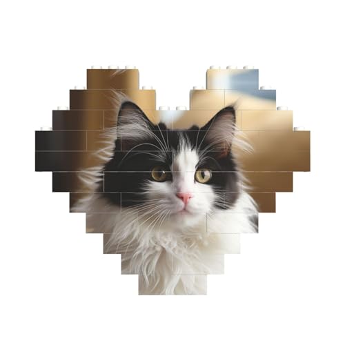 Baustein-Puzzle, weißes und schwarzes Kätzchen, sitzend, personalisierte Ziegelstein-Puzzles für Erwachsene, Bausteine, Puzzle, 3D-Herzblöcke, Puzzle, Ziegelsteine, Heimdekoration, Geschenk Baustein-Puzzle, weißes und schwarzes Kätzchen, sitzend, personalisierte Ziegelstein-Puzzles für Erwachsene, Bausteine, Puzzle, 3D-Herzblöcke, Puzzle, Ziegelsteine, Heimdekoration, Geschenk von FZQVSLCM