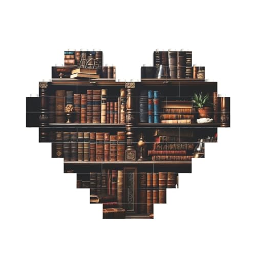Baustein-Puzzle-Bücher auf dem Bücherregal, personalisierte Ziegelstein-Puzzles für Erwachsene, Bausteine, Puzzle, 3D-Herzblöcke, Puzzle, Ziegelsteine, Heimdekoration, Geschenk von FZQVSLCM
