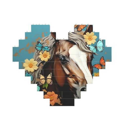 Baustein-Puzzle Ein Pferd mit Blumen und Schmetterlingen, personalisiertes Ziegelstein-Puzzles für Erwachsene, Bausteine, Puzzle, 3D-Herzblöcke, Puzzle, Ziegelsteine, für Heimdekoration, Geschenk Baustein-Puzzle Ein Pferd mit Blumen und Schmetterlingen, personalisiertes Ziegelstein-Puzzles für Erwachsene, Bausteine, Puzzle, 3D-Herzblöcke, Puzzle, Ziegelsteine, für Heimdekoration, Geschenk von FZQVSLCM