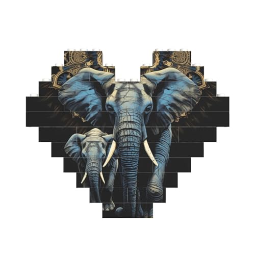 Baustein-Puzzle mit zwei Elefanten, personalisiertes Ziegelstein-Puzzles für Erwachsene, Bausteine, Puzzle, 3D-Herzblöcke, Puzzle, Ziegelsteine, für Heimdekoration, Geschenk von FZQVSLCM