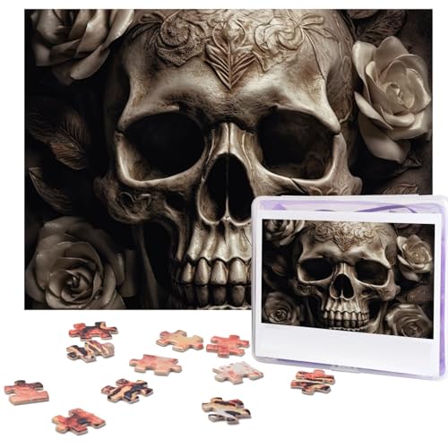 Puzzle für Erwachsene, 500 Teile, lustig, herausfordernd, Leder, Rose, Schädel, Bild, Puzzle, Holzpuzzle, Kunstwerk, Familienspiel, Puzzle für Geburtstag, 51,8 x 38,1 cm Puzzle für Erwachsene, 500 Teile, lustig, herausfordernd, Leder, Rose, Schädel, Bild, Puzzle, Holzpuzzle, Kunstwerk, Familienspiel, Puzzle für Geburtstag, 51,8 x 38,1 cm von FZQVSLCM