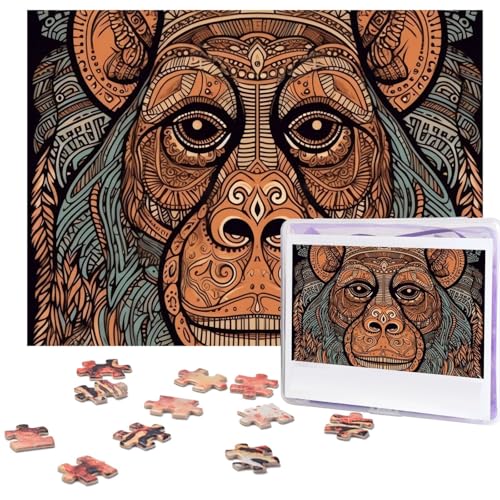 Puzzle für Erwachsene, 500 Teile, lustig, herausfordernd, Orang-Utan, Tribal-Muster, Bildpuzzle, Holzpuzzle, Kunstwerk, Familienspiel, Puzzle für Geburtstag, 51,8 x 38,1 cm Puzzle für Erwachsene, 500 Teile, lustig, herausfordernd, Orang-Utan, Tribal-Muster, Bildpuzzle, Holzpuzzle, Kunstwerk, Familienspiel, Puzzle für Geburtstag, 51,8 x 38,1 cm von FZQVSLCM