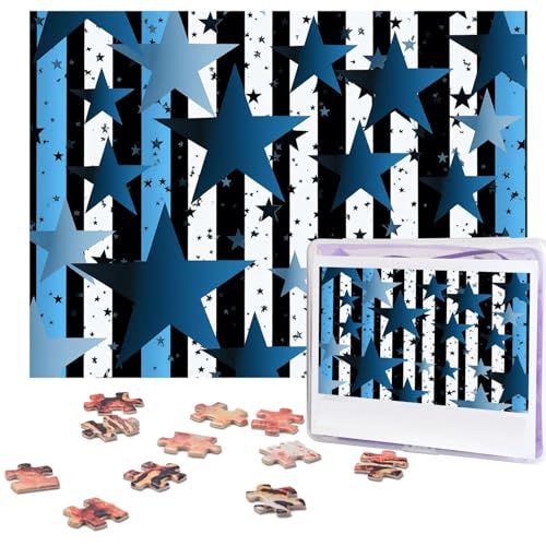 Puzzle für Erwachsene, 500 Teile, lustig, herausfordernd, blau, schwarz, weiß, Streifen und Sterne, Bildpuzzle, Holzpuzzle, Kunstwerk, Familienspiel, Puzzle für Geburtstag, 51,8 x 38,1 cm Puzzle für Erwachsene, 500 Teile, lustig, herausfordernd, blau, schwarz, weiß, Streifen und Sterne, Bildpuzzle, Holzpuzzle, Kunstwerk, Familienspiel, Puzzle für Geburtstag, 51,8 x 38,1 cm von FZQVSLCM