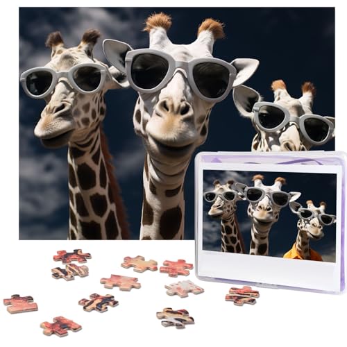 Puzzle für Erwachsene, 500 Teile, lustig, herausfordernd, drei Giraffen, die Sonnenbrille tragen, Bildpuzzle, Holzpuzzle, Kunstwerk, Familienspiel, Puzzle für Geburtstag, 51,8 x 38,1 cm Puzzle für Erwachsene, 500 Teile, lustig, herausfordernd, drei Giraffen, die Sonnenbrille tragen, Bildpuzzle, Holzpuzzle, Kunstwerk, Familienspiel, Puzzle für Geburtstag, 51,8 x 38,1 cm von FZQVSLCM