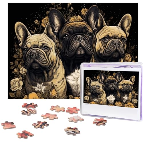 Puzzle für Erwachsene, 500 Teile, lustig, herausfordernd, drei französische Bulldoggen, Bildpuzzle, Holzpuzzle, Kunstwerk, Familienspiel, Puzzle für Geburtstag, 51,8 x 38,1 cm Puzzle für Erwachsene, 500 Teile, lustig, herausfordernd, drei französische Bulldoggen, Bildpuzzle, Holzpuzzle, Kunstwerk, Familienspiel, Puzzle für Geburtstag, 51,8 x 38,1 cm von FZQVSLCM