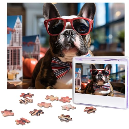 Puzzle für Erwachsene, 500 Teile, lustig, herausfordernd, französische Bulldogge mit Sonnenbrille, Bildpuzzle, Holzpuzzle, Kunstwerk, Familienspiel, Puzzle für Geburtstag, 51,8 x 38,1 cm Puzzle für Erwachsene, 500 Teile, lustig, herausfordernd, französische Bulldogge mit Sonnenbrille, Bildpuzzle, Holzpuzzle, Kunstwerk, Familienspiel, Puzzle für Geburtstag, 51,8 x 38,1 cm von FZQVSLCM