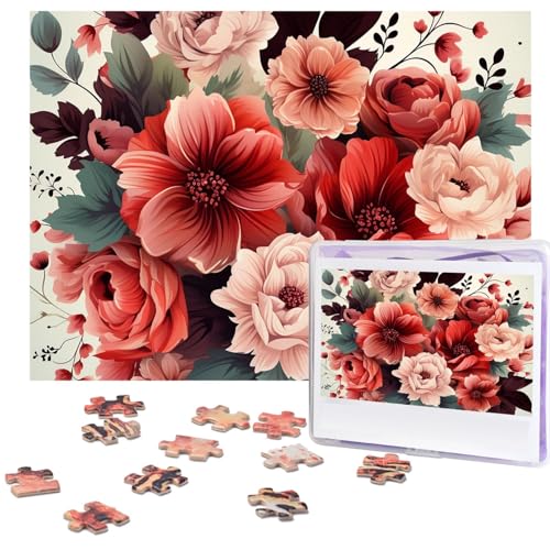 Puzzle für Erwachsene, 500 Teile, lustig, herausfordernd, rote und blasse Blumen, Bildpuzzle, Holzpuzzle, Kunstwerk, Familienspiel, Puzzle für Geburtstag, 51,8 x 38,1 cm Puzzle für Erwachsene, 500 Teile, lustig, herausfordernd, rote und blasse Blumen, Bildpuzzle, Holzpuzzle, Kunstwerk, Familienspiel, Puzzle für Geburtstag, 51,8 x 38,1 cm von FZQVSLCM