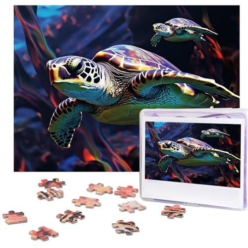 Puzzle für Erwachsene, 500 Teile, lustige, herausfordernde Puzzle, bunt, tropische Meeresschildkröte, Bildpuzzle, Holzpuzzle, Kunstwerk, Familienspiel, Puzzle für Geburtstag, 51,8 x 38,1 cm Puzzle für Erwachsene, 500 Teile, lustige, herausfordernde Puzzle, bunt, tropische Meeresschildkröte, Bildpuzzle, Holzpuzzle, Kunstwerk, Familienspiel, Puzzle für Geburtstag, 51,8 x 38,1 cm von FZQVSLCM
