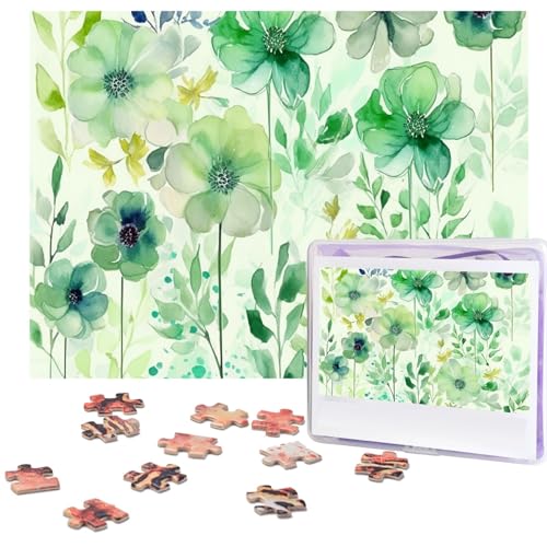 Puzzle für Erwachsene, 500 Teile, lustige, herausfordernde Puzzles, Aquarell, grüne Blumen, Bildpuzzle, Holzpuzzle, Kunstwerk, Familienspiel, Puzzle für Geburtstag, 51,8 x 38,1 cm Puzzle für Erwachsene, 500 Teile, lustige, herausfordernde Puzzles, Aquarell, grüne Blumen, Bildpuzzle, Holzpuzzle, Kunstwerk, Familienspiel, Puzzle für Geburtstag, 51,8 x 38,1 cm von FZQVSLCM