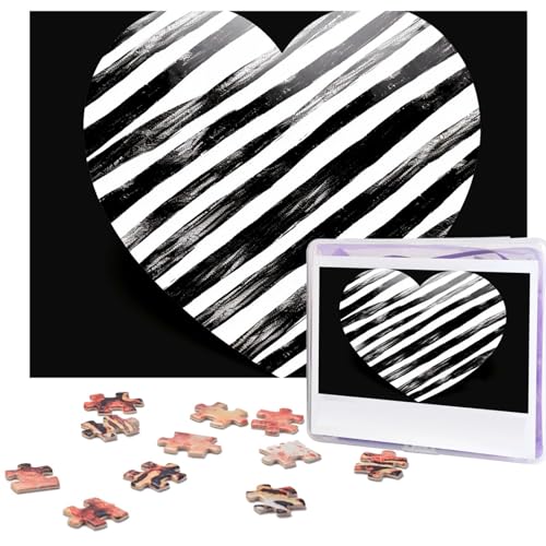 Puzzle für Erwachsene, 500 Teile, lustige, herausfordernde Puzzles, schwarz-weiß gestreiftes Herz-Bild, Puzzle, Holzpuzzle, Kunstwerk, Familienspiel, Puzzle für Geburtstag, 51,8 x 38,1 cm Puzzle für Erwachsene, 500 Teile, lustige, herausfordernde Puzzles, schwarz-weiß gestreiftes Herz-Bild, Puzzle, Holzpuzzle, Kunstwerk, Familienspiel, Puzzle für Geburtstag, 51,8 x 38,1 cm von FZQVSLCM