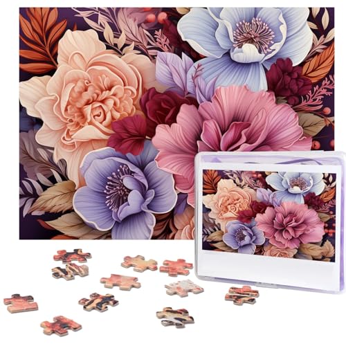 Puzzle für Erwachsene, 500 Teile, lustige, herausfordernde Puzzles, violette und karminrote Blumen, Bildpuzzle, Holzpuzzle, Kunstwerk, Familienspiel, Puzzle für Geburtstag, 51,8 x 38,1 cm Puzzle für Erwachsene, 500 Teile, lustige, herausfordernde Puzzles, violette und karminrote Blumen, Bildpuzzle, Holzpuzzle, Kunstwerk, Familienspiel, Puzzle für Geburtstag, 51,8 x 38,1 cm von FZQVSLCM